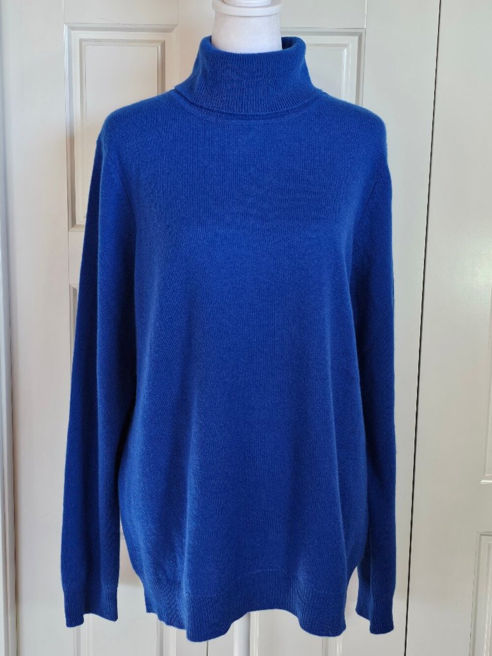 100% Cashmere Charter Club Luxury Turtleneck Sweater XL Cobalt Blue